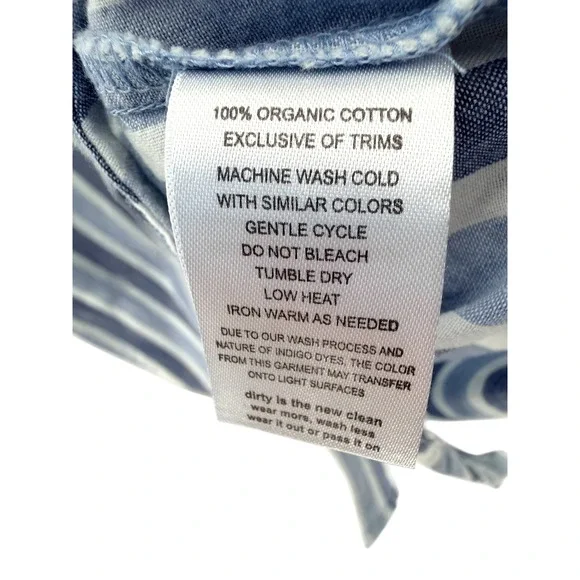Toad&Co Indigo Ridge Sleeveless Tie Shirt Dress Striped Organic Cotton Midi Blue - Picture 5 of 7